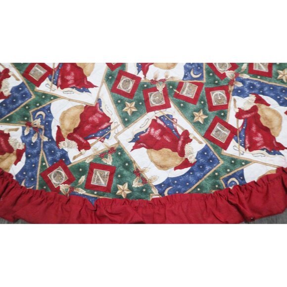 Vintage Christmas Tree Skirt Santa Claus Cottage Core Granny - Picture 3 of 5